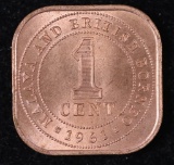 1961 MALAYA 1 CENT COPPER COIN GEM BU UNC RED++