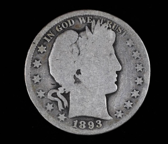 1893 BARBER SILVER HALF DOLLAR COIN