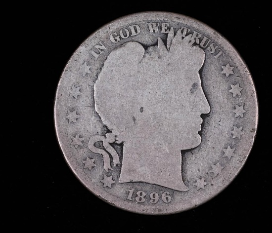 1896 S BARBER SILVER HALF DOLLAR COIN