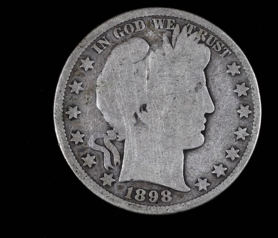 1898 BARBER SILVER HALF DOLLAR COIN