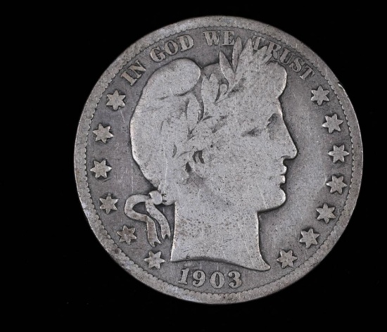 1903 S BARBER SILVER HALF DOLLAR COIN
