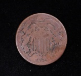 1864 TWO CENT COPPER US TYPE COIN PIECE