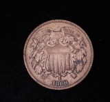 1868 TWO CENT COPPER US TYPE COIN PIECE