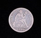 1890 SEATED SILVER LIBERTY DIME COIN