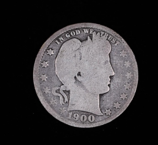 1900 BARBER SILVER QUARTER DOLLAR COIN