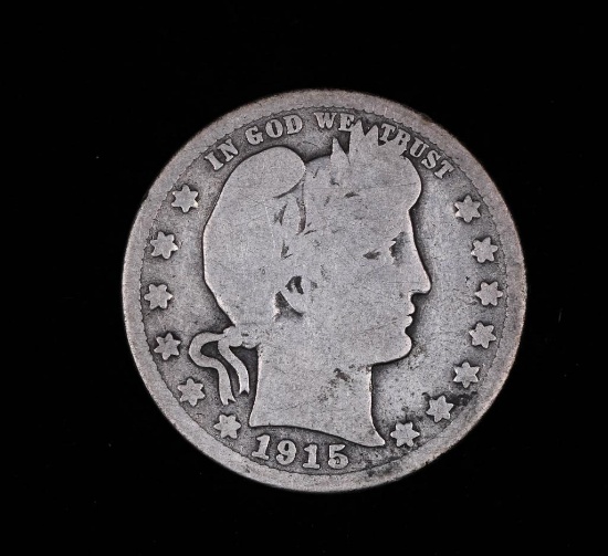 1915 BARBER SILVER QUARTER DOLLAR COIN