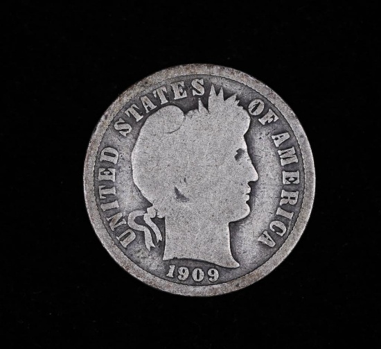 1909 BARBER SILVER DIME COIN