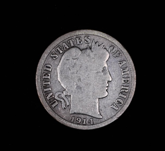 1914 BARBER SILVER DIME COIN