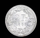 1963 SWITZERLAND 2 FRANCS SILVER COIN .2685 ASW
