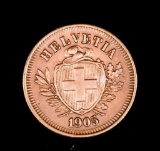 1905 SWITZERLAND 1 RAPPEN BRONZE COIN UNCIRCULATED