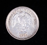 1904 MEXICO MO SECOND REPUBLIC 5 CENTAVOS SILVER COIN .0393 ASW