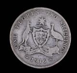 1916 M AUSTRALIA FLORIN SILVER COIN .3363 ASW