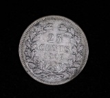 1849 NETHERLANDS 25 CENTS SILVER COIN .0736 ASW