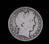 1907 O BARBER SILVER HALF DOLLAR COIN