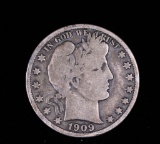 1909 BARBER SILVER HALF DOLLAR COIN