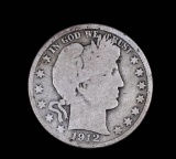 1912 D BARBER SILVER HALF DOLLAR COIN