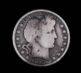 1915 S BARBER SILVER HALF DOLLAR COIN