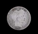 1907 BARBER SILVER QUARTER DOLLAR COIN