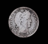 1909 O BARBER SILVER QUARTER DOLLAR COIN