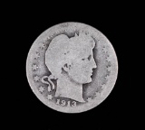 1913 D BARBER SILVER QUARTER DOLLAR COIN