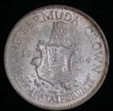 1965 BERMUDA ONE CROWN SILVER COIN .3636 ASW