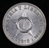 1916 CUBA 1 CENTAVO COIN