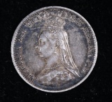 1898 GREAT BRITAIN 3 PENCE SILVER COIN .042 ASW