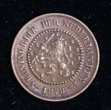 1878 NETHERLANDS 1/2 CENT BRONZE COIN