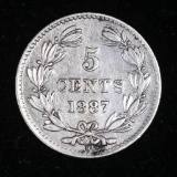 1887 NICARAGUA 5 CENTS SILVER COIN .0322 ASW