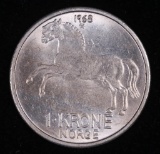 1968 NORWAY 1 KRONE COIN