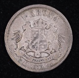 1875 SWEDEN 1 KRONA SILVER COIN .1929 ASW