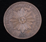 1869 URUGUAY 1 CENTESIMO BRONZE COIN