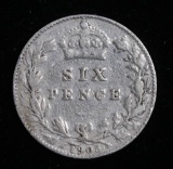 1905 GREAT BRITAIN 6 PENCE SILVER COIN .0895 ASW