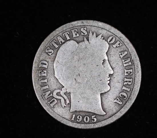 1905 S BARBER SILVER DIME COIN