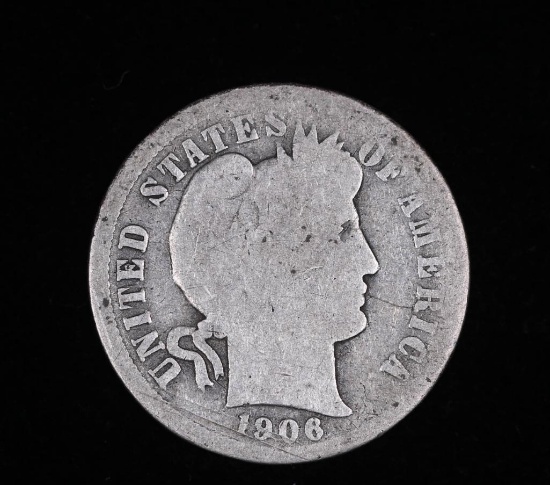 1906 BARBER SILVER DIME COIN