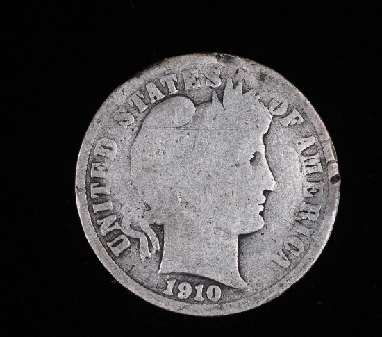 1910 BARBER SILVER DIME COIN