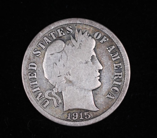 1915 S BARBER SILVER DIME COIN