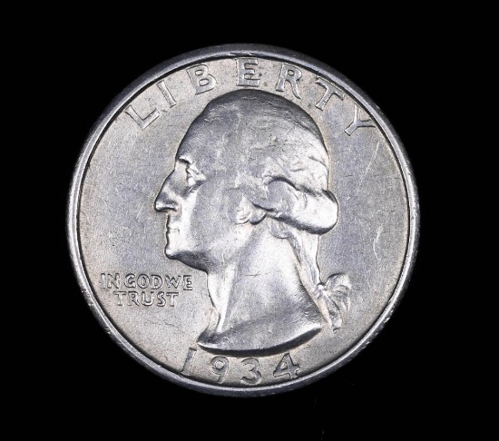 1934 D WASHINGTON SILVER QUARTER DOLLAR COIN
