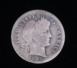 1905 O BARBER SILVER DIME COIN