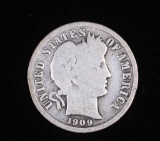 1909 BARBER SILVER DIME COIN