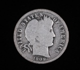 1909 D BARBER SILVER DIME COIN