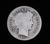 1911 S BARBER SILVER DIME COIN