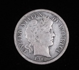 1912 BARBER SILVER DIME COIN