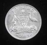 1943 D AUSTRALIA SIX PENCE SILVER COIN .0842 ASW