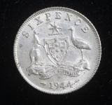 1944 S AUSTRALIA SIX PENCE SILVER COIN .0842 ASW