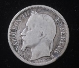 1868 FRANCE 1 FRANC SILVER COIN .1342 ASW