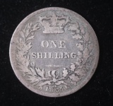 1865 GREAT BRITAIN ONE SHILLING SILVER COIN .1682 ASW