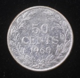 1960 LIBERIA 50 CENTS SILVER COIN .3001 ASW