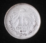 1906 MEXICO ESTADOS UNIDOS MEXICANOS 10 CENTAVOS SILVER COIN .0466 ASW