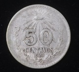 1920 MEXICO ESTADOS UNIDOS MEXICANOS 50 CENTAVOS SILVER COIN .1929 ASW